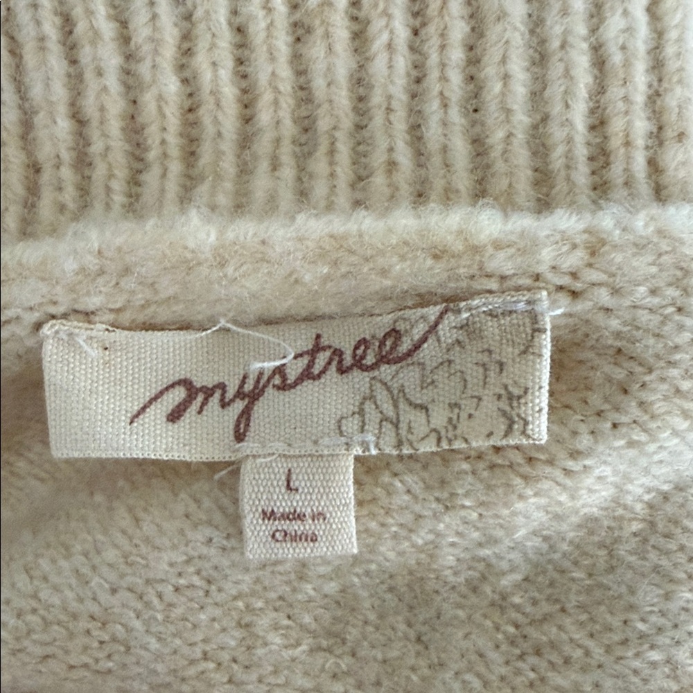 Mystree Colorblock Crewneck Sweater Size Large Leopard Print Sleeves Brown/Gray - Picture 3 of 5